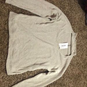 Tan Sweater with Faux Collar